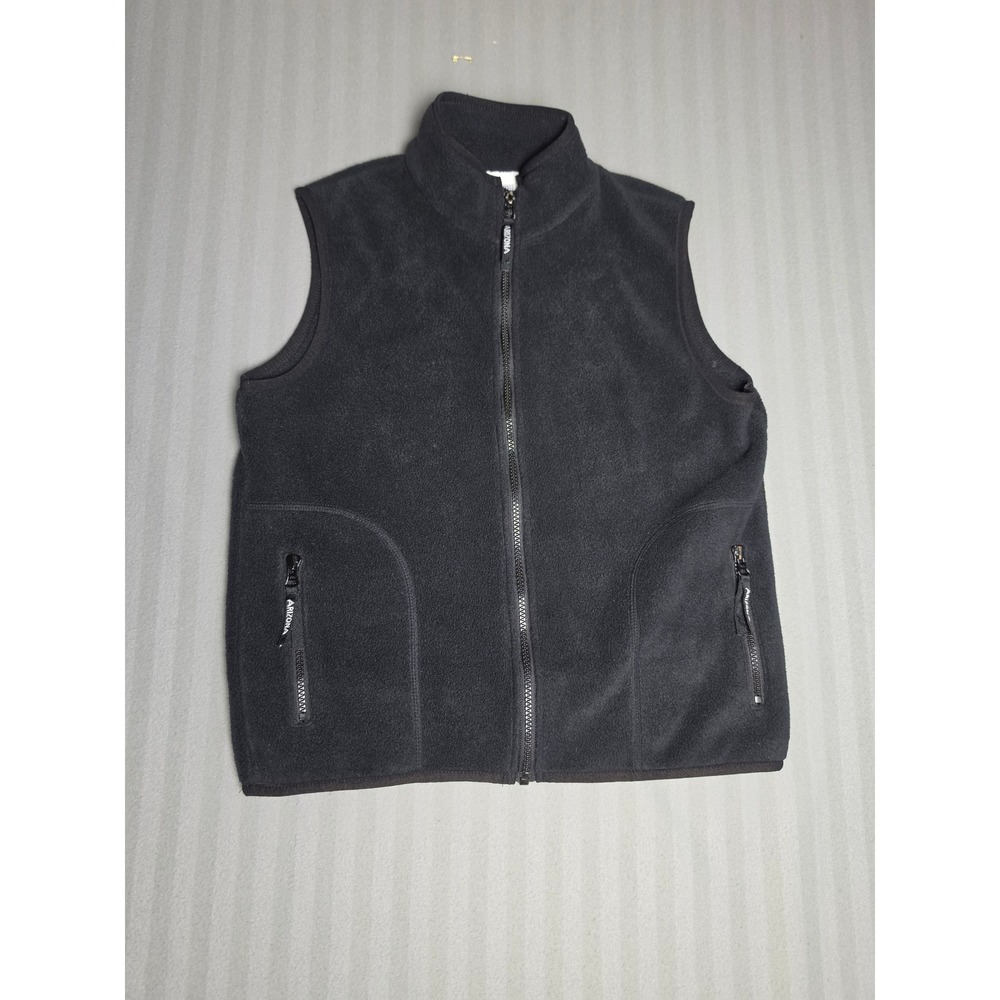 Vintage Arizona Jean Company Black Fleece Full Zip Vest Mock Neck Women Large